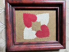Vintage Scherenschnitte "Four Hearts Scene" Folk Art - Framed