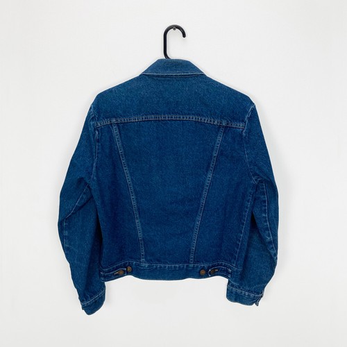 VINTAGE 1980s Rustler Brand Medium Wash Dark Blue Jean Denim Jacket Size M - Picture 2 of 2
