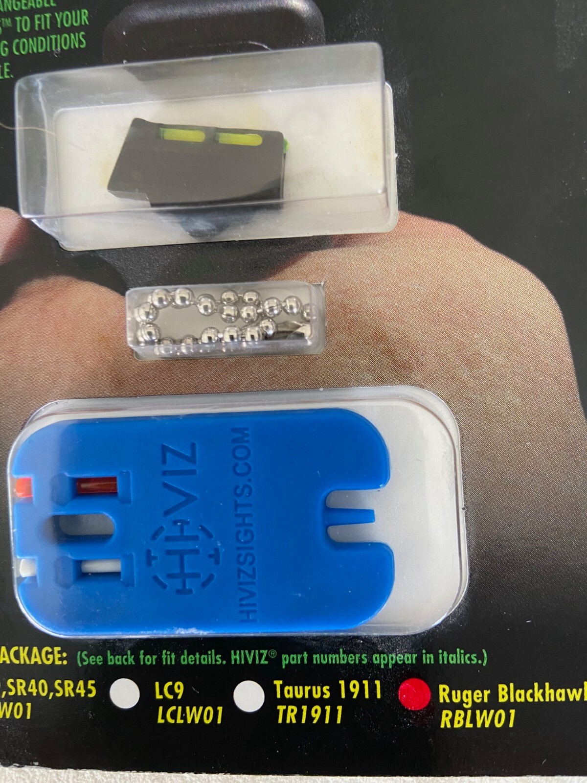 HI VIZ LiteWave FRONT SIGHT Ruger Super Blackhawk/Bisley Green Optic Mod #RBLWO1