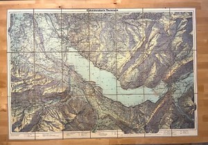 RARE Antique Swiss Map Lake Thun – Thunersee Bernese Oberland Switzerland