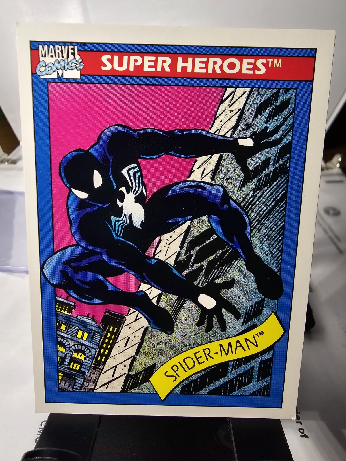 1990 Marvel Universe Super Heroes Series 1 Impel #2 Spider-Man Black Suit Card