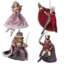 KURT ADLER 6.7" RESIN NUTCRACKER SUITE BALLET 4 PIECE XMAS ORNAMENT SET C7172