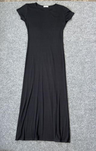 Topshop black maxi dress jersey short sleeve stretch 1990's size 8 - Picture 3 of 18