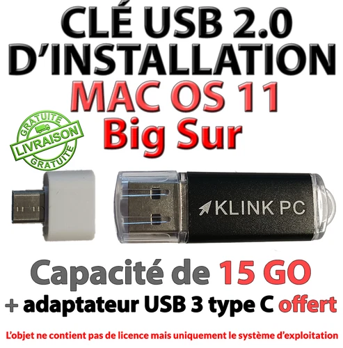 Clé USB de dépannage et installation MAC OS 11 Big Sur