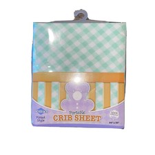 Abstract Fitted Sheet Green Checkered Fits 24  X38  Portable Crib New RN 79317