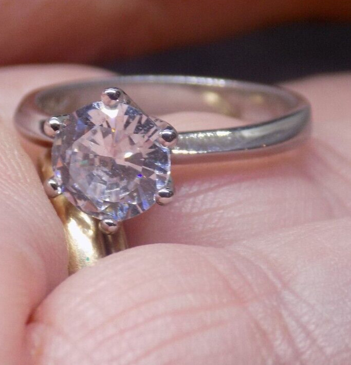 2ct Simulated Diamond Ring Solitaire stamped  18k… - image 6