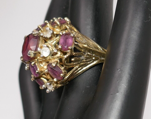 Sterling Silver 925 Vermeil Gemstone Cocktail Ring Size 6 - Picture 4 of 12