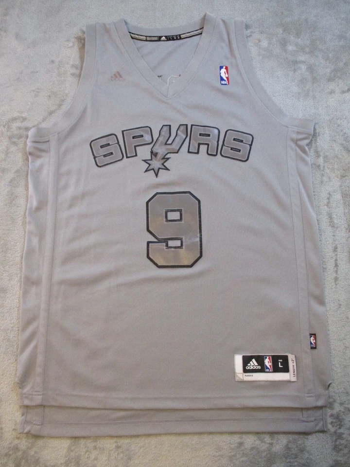 Винтажная мужская светоотражающая рубашка SPURS Jersey большая серая San Antonio Adidas 9 Parker - Изображение 2 из 4