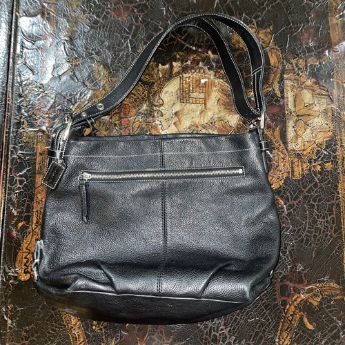 Coach Black Leather Shoulder Bag Silver Hardware - Picture 1 of 7