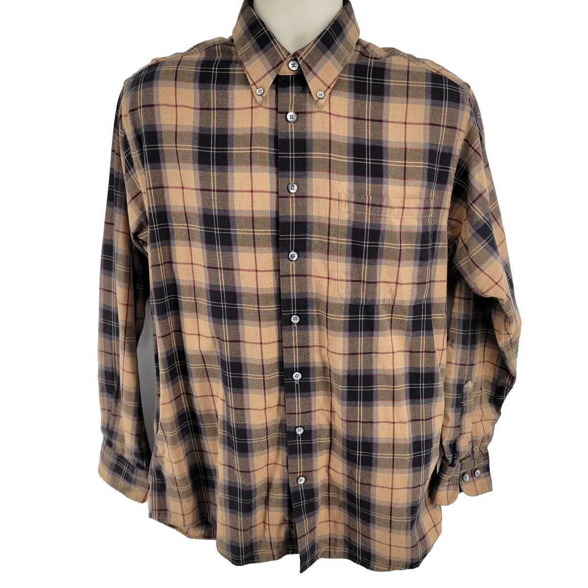 Viyella Long Sleeve Button Up Wool Cotton Blend Men's Shirt Size M Plaid  Canada