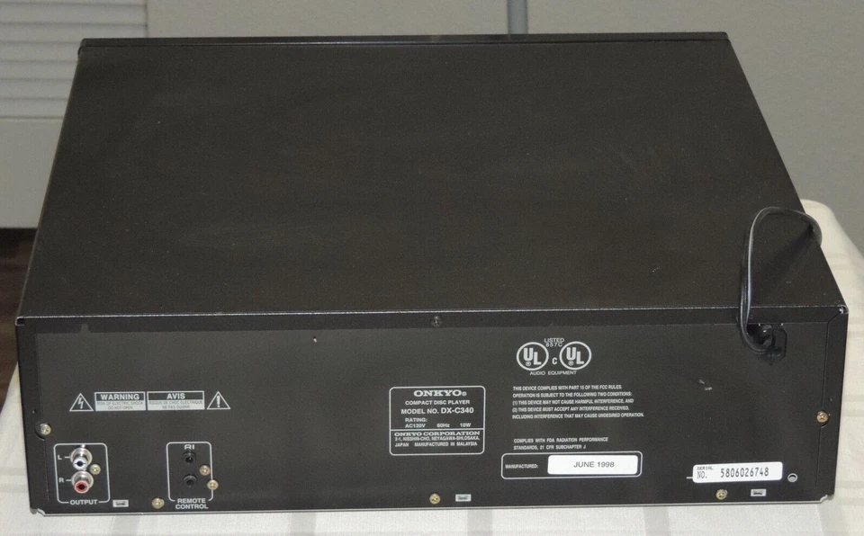 Onkyo DX-C340 6-Disc Carousel CD Changer COMPACT DISC PLAYER NO REMOTE Tested! - Image 4 of 4