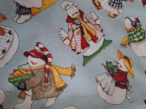 Snow People Sweet Allover Cotton Quilt Fabric BTY - Picture 2 of 2