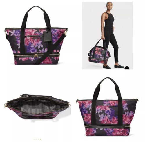 NWT VICTORIA'S SECRET Midnight Garden Floral Overnight Weekender Crossbody Bag - Picture 3 of 8