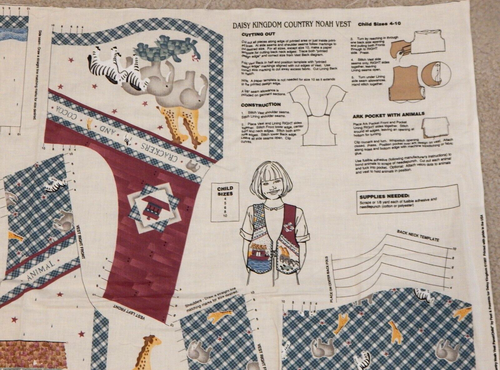 VTG Daisy Kingdom Child's Vest Panel "COUNTRY NOAH VEST" Sizes 4-10 Green Plaid - Picture 3 of 5