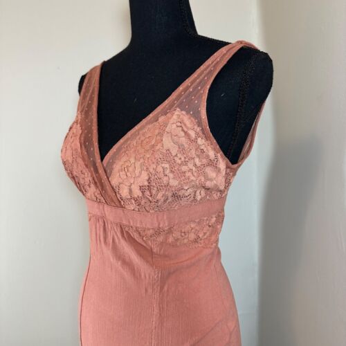 Intimately Free People Kira lace bodycon slip dress size small copper rose - Picture 3 of 11