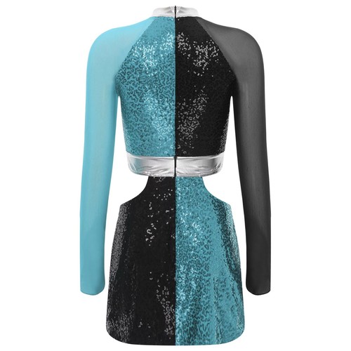 Women Sequins Swinging 60S Jazz Hippie Color Contrast Sparkly Mini Dress Costume - Picture 31 of 47