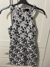 Topshop size 10 black and white flower pattern dress Racer Straps