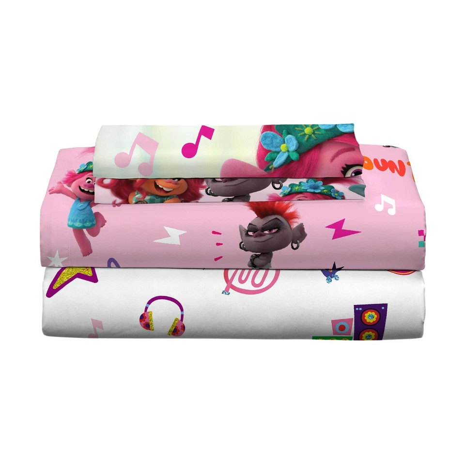 Trolls' World Tour "Find Your Beat" 4 piezas sábana completa con fundas de almohada reversibles Foto 3 de 4