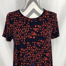 LulaRoe Navy Blue Red Geometric Casual Pocket T Shirt Dress Small