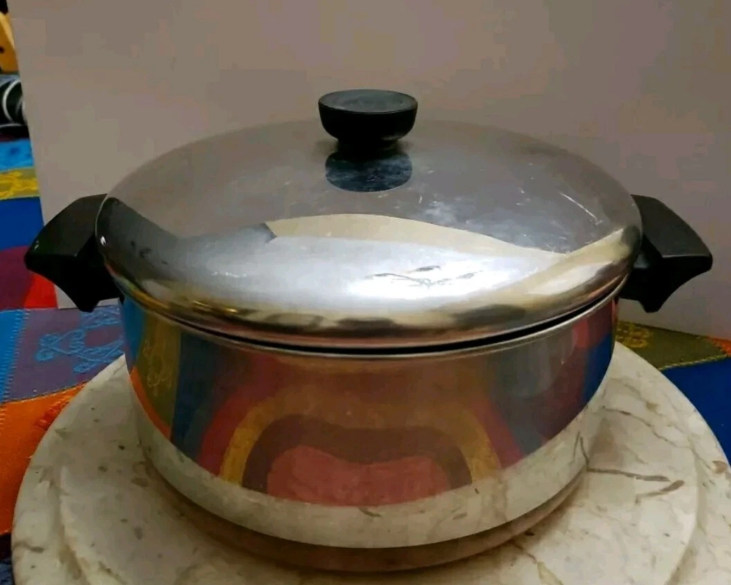 1801 Revere Ware 4 And 2 Quart Sauce Pans 2 Pots Copper Clad Bottom/Lids VTG