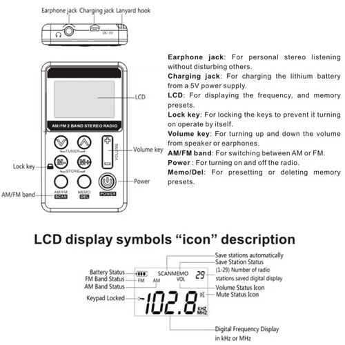 Mini Digital Portable Pocket LCD AM FM Radio Stereo USB Rechargeable w/Earphone - Picture 8 of 12