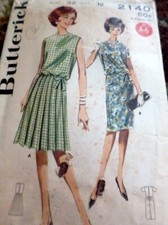 LOVELY VTG 1960 DRESS Sewing Pattern 12/32