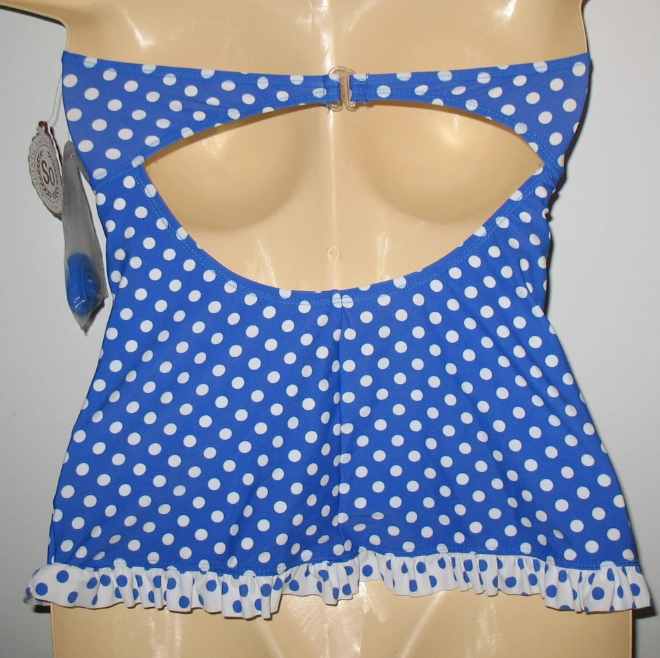 SO - NUEVO - JR. M - AZUL / BLANCO LUNARES TANKINI TRAJE DE BAÑO / TRAJE DE BAÑO TOP   Foto 3 de 3