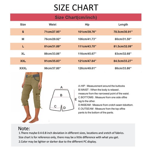 Summer Women Multi Pocket Trousers Outdoor Casual Sports Cropped Pants Overalls - Picture 42 of 54