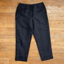 Vintage Black Linen Pants Size Medium 29" Waist 1990s Cropped Ankle Pockets