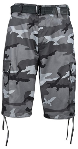 Men Solid and Camouflage Belted Cargo Shorts Cotton Twill Size 32 to 44 New - Picture 13 of 42