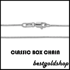 0.60mm 14K WHITE GOLD Classic Square Box Chain Necklace with Lobster Claw Clasp