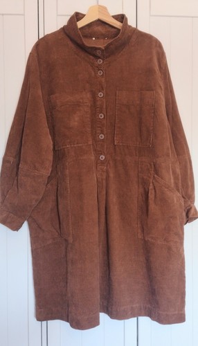 Wrap London Corduroy Dress Brown UK 20 Organic Cotton Hemp - Picture 5 of 13
