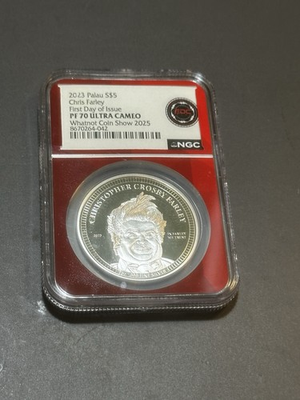 #ad #ad 1 oz 999 Silver 2023 Palau S$5 Chris Farley First Day of Issue PF70 UltraCam NGC $149.99