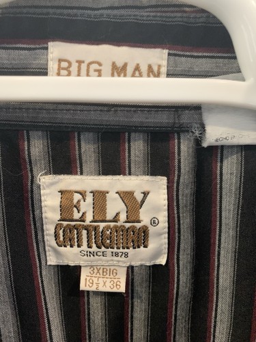 Ely Cattleman LS Shirt Mens Pearl Snap 3XL Button Up Striped Black/white/red - Picture 2 of 3