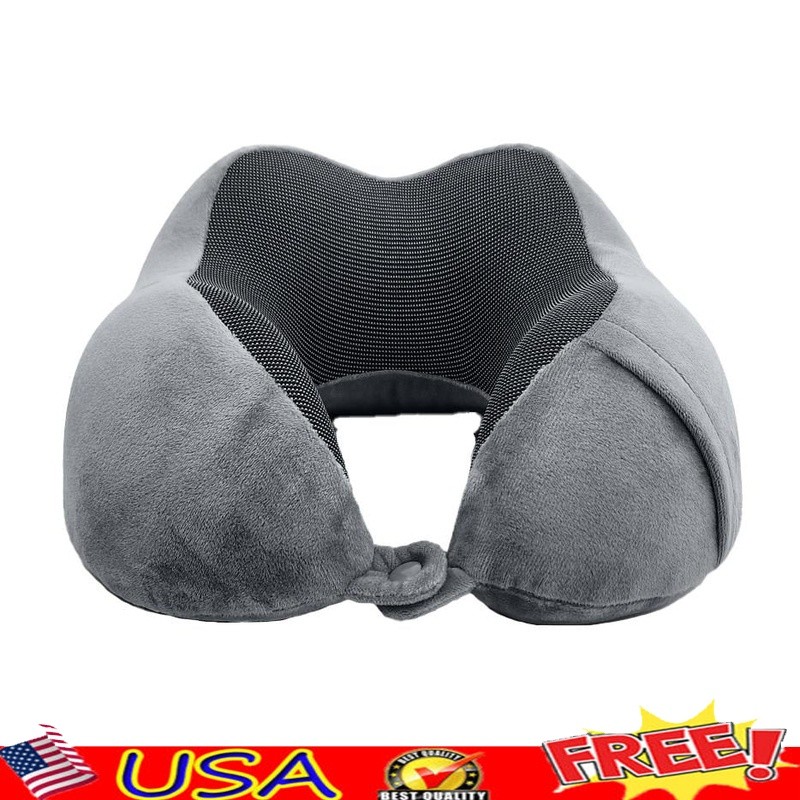 4-Piece Travel Comfort Set with Memory Foam Neck Pillow Eye Mask Earplugs