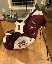 Sun Mountain Maroon/White Carry Stand Bag w/ Rain Cover  6-Way Club Divider