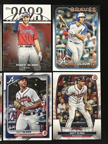 6 Card Baseball Lot Matt Olson Atlanta Braves Insert , Chrome , Bowman & More - Picture 3 of 6