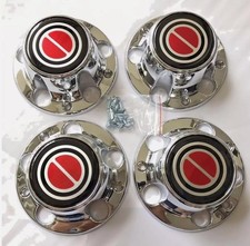 1980-1996 F150 Bronco Van Chrome Wheel Hub Center Caps RED Center 4 PCS