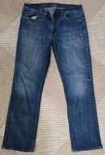 Goodfellow  Co Men's Straight Jeans Blue Denim Solid 5-Pocket Zip Button