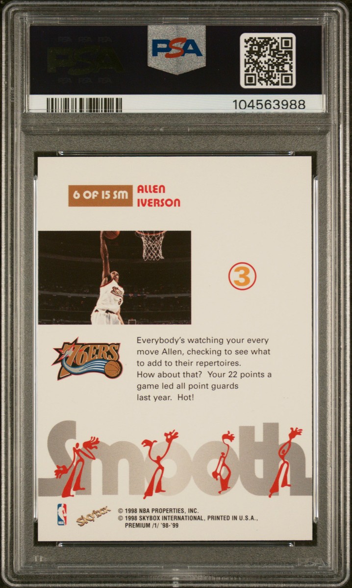 1998 SKYBOX PREM SILKY SMOOTH SMOOTH #6SM ALLEN IVERSON PSA 8 | eBay