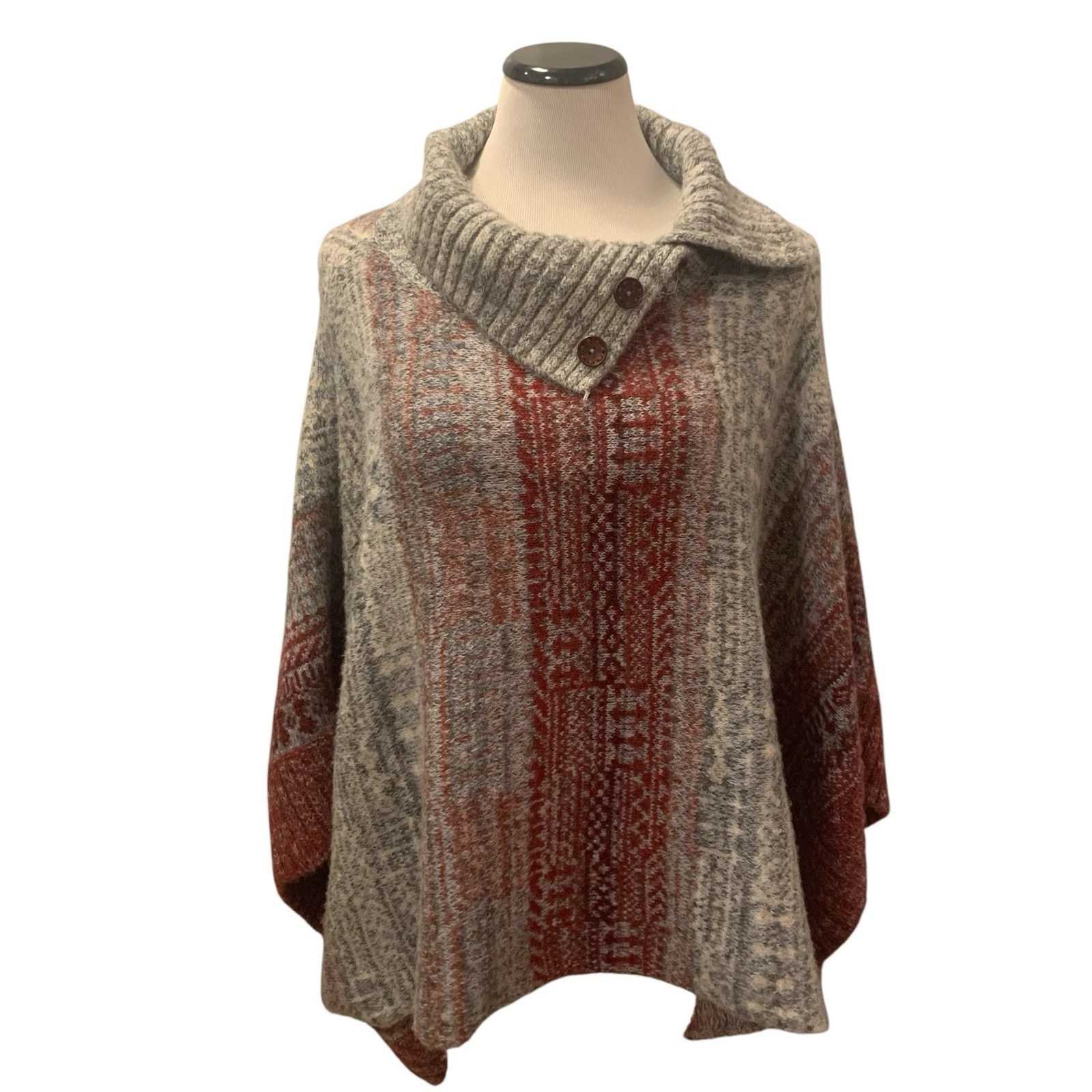 FREE PEOPLE WILLOW Bohemian Alpaca Blend XS Turtle Neck Poncho Southwest Aztec