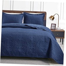 Quilts for Queen Bed Navy Blue Full/Queen 90"x96" Coin Pattern Navy