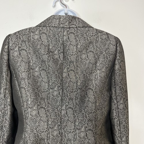 KASPER Polyester Lined Skirt Suit Size 6 Black Silver Shawl Collar Timeless New - Picture 6 of 9