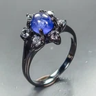Fine Art ring Blue Sapphire Ring 925 Sterling Silver Size 7 /R473150