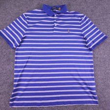 Polo Ralph Lauren Mens Classic Fit Polo Shirt Blue White Striped Pony Size L