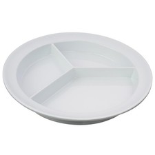 Sammons Preston Partitioned Scoop Dish, Melamine Divided Plate 1 pack, White