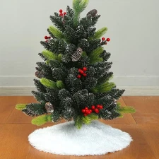 Sattiyrch Faux Fur Christmas Tree Skirt 18in,Xmas 18 inches, White 