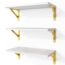 Floating Shelves for Wall, Wood Wall Mounted Shelves for Bedroom, 3 White