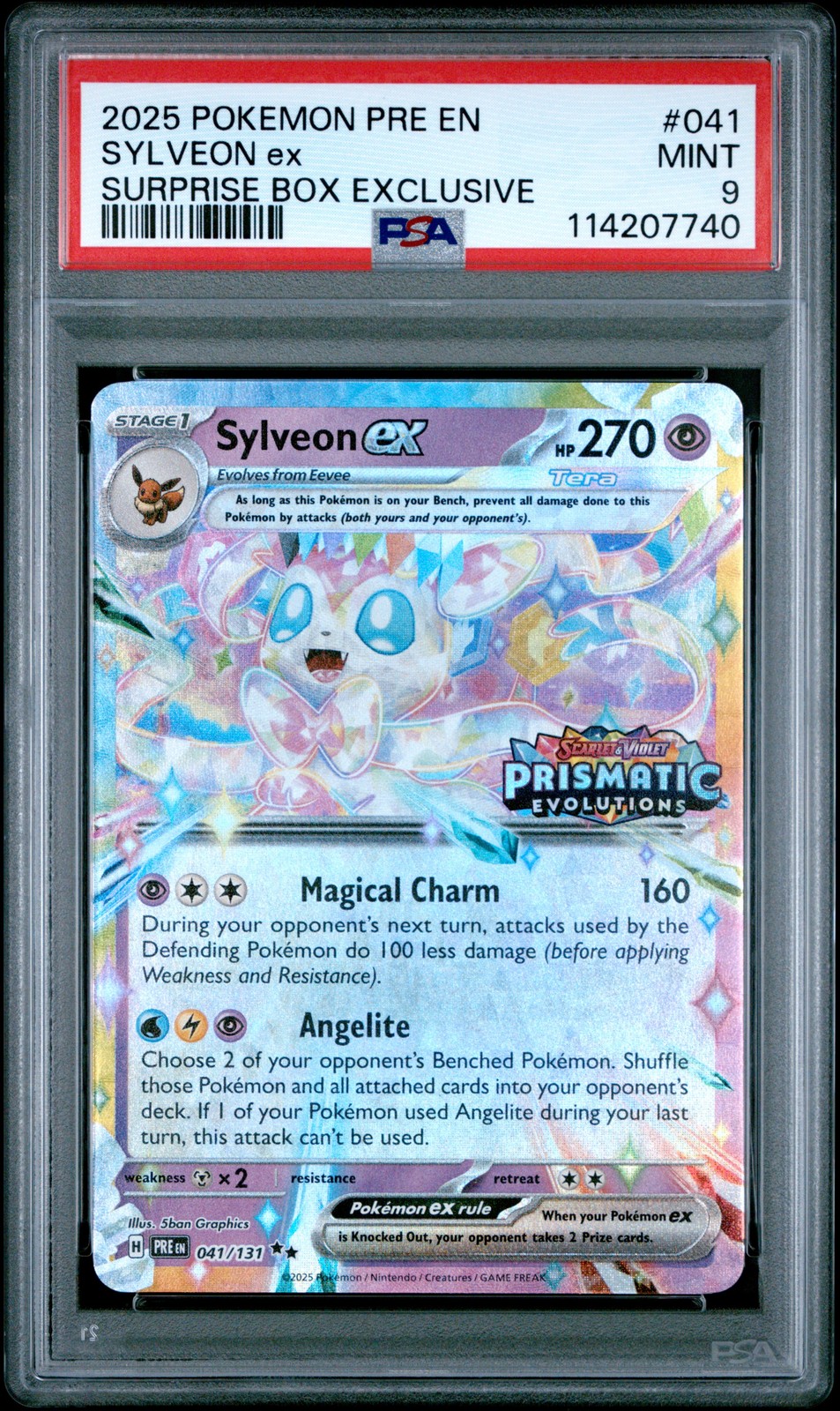 2025 POKEMON PRE EN-PRISMATIC EVOLUTIONS SURPRISE BOX EXCLUSIVE SYLVEON EX PSA 9