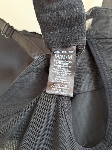 Rene Rofe Babydoll Negligee Größe Medium Nadelstreifen schwarz lila Spitze Netz neu mit Etikett - Bild 15 von 16